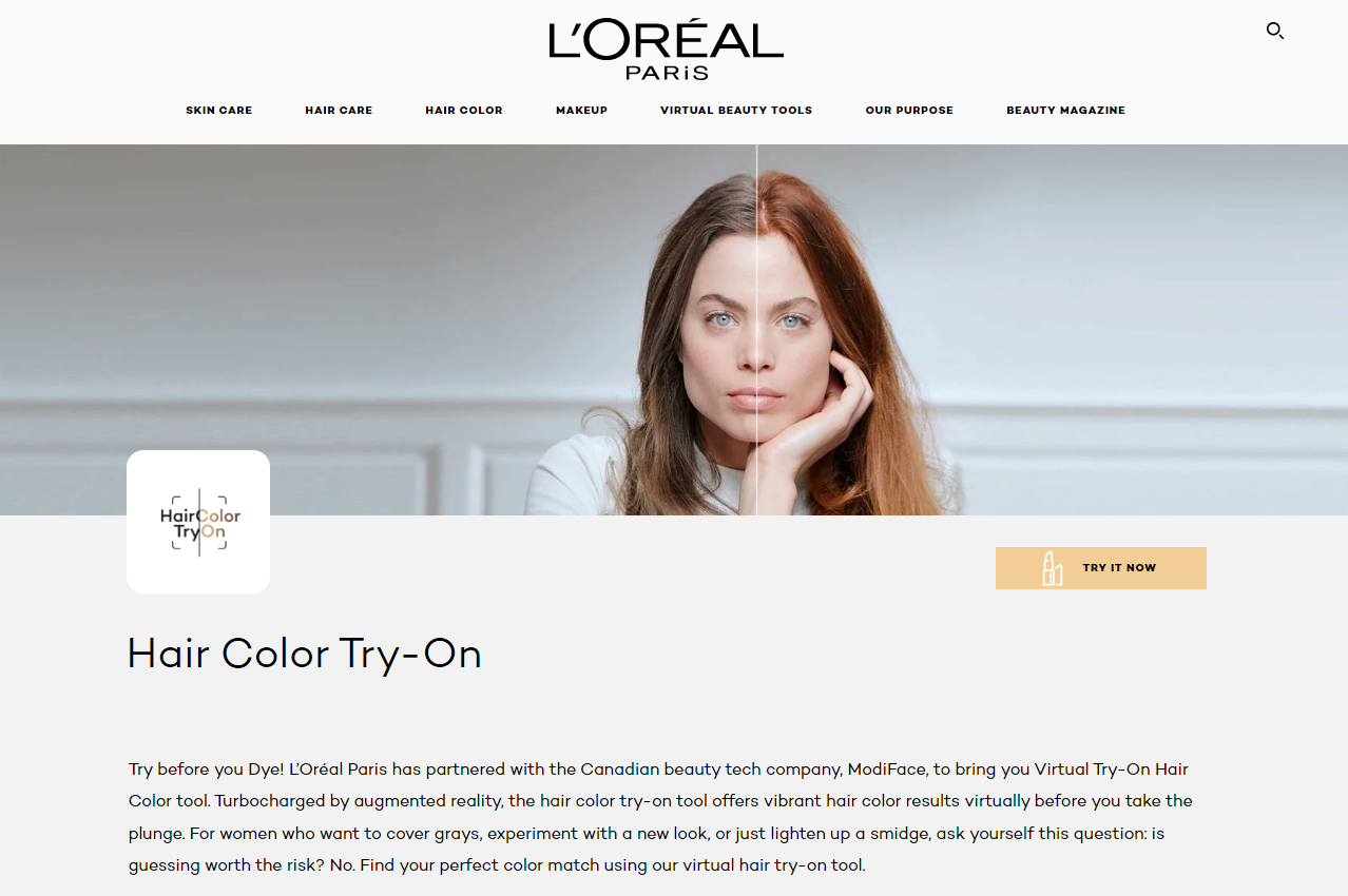 loreal virtual try on