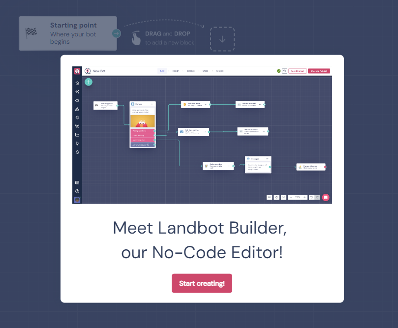 Landbot no code editor