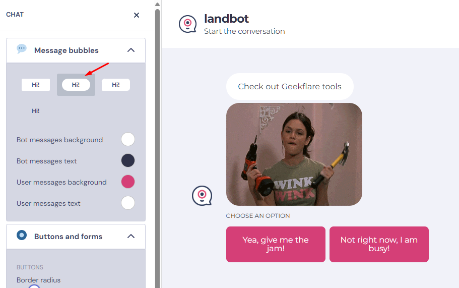 landbot change design
